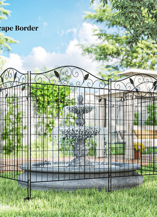Garden Fence, 4 Pack, 44 in(H) x 12 ft(L) Folding Garden Fence Border, No Dig Ground Stake Metal Fence Panels for Outdoor Patio Yard Landscape