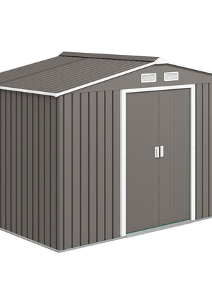Large Outdoor Storage Shed, 9x6 Garden Tool Shed for Patio, Garage, Lawn, Gray