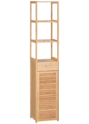 Bathroom Storage Cabinet with Drawer and Slatted Shelves