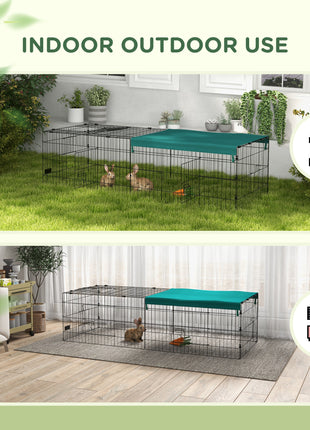 73" Small Animal Playpen with with Roof for Rabbits, Chicken, Chinchillas for Indoor/Outdoor Use, Green
