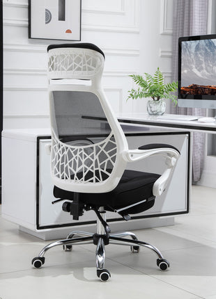 Ergonomic High Back Mesh Office Chair Swivel Reclining Computer Desk Chair with Retractable Footrest, Headrest, Padded Armrest