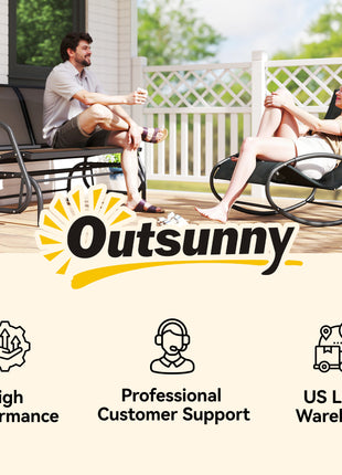2-Person Outdoor Glider Bench, Patio Double Swing Rocking Chair Loveseat w/Powder Coated Steel Frame for Backyard Garden Porch, Black