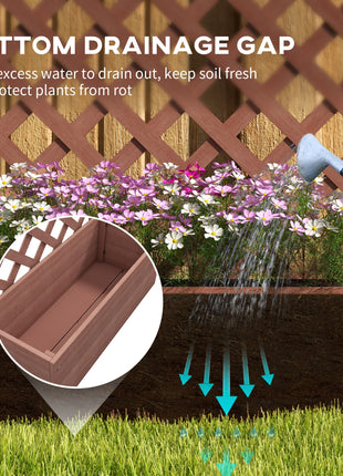 Trellis Planter Box for Climbing Plants, Raised Garden Bed w/ Trellis Lattice for Outdoor Garden, Backyard, Brown
