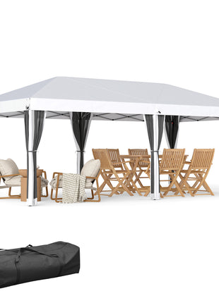 10' x 20' Pop Up Canopy Tent with Netting, Heavy Duty Instant Sun Shelter, Large Tents for Parties with Carry Bag for Outdoor, Garden, Patio, Cream White