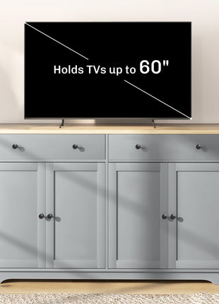 Modern Sideboard, Buffet Cabinet with Storage Drawers, Adjustable Shelves for Living Room, Dining Room, Entryway, Gray