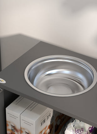 Elevated Dog Bowls with Storage Cabinet Containing Large 44L Capacity, Gray