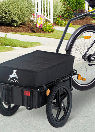 Bicycle Cargo Trailer with Removable Box and Waterproof Cover, Bike Wagon Trailer with Two 16in Wheels