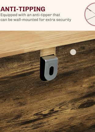 Kitchen Storage Cabinet, Sideboard Floor Cupboard with Solid Wood Top, Adjustable Shelf, and 3 Drawers, Brown