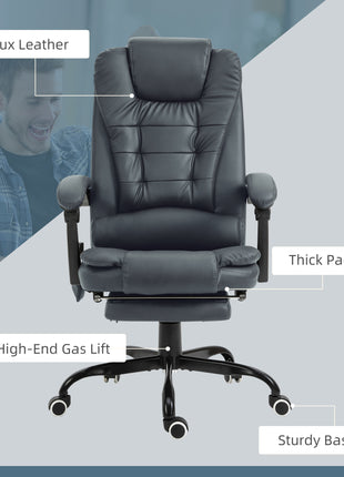 7-Point Vibrating Massage Office Chair High Back Massaging Office Desk Chair with Lumbar Support, Footrest, Blue