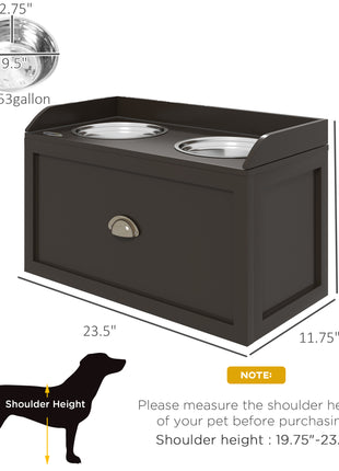 Pet Feeding Station Pet Dish Bowl Set with Storage, 2 Elevated Dog Bowls for Large Sized Dogs, Coffee