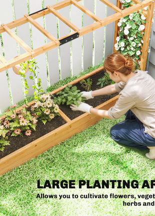 Wooden Planter Box with Trellis, Hanging Roof and Drainage Holes for Climbing Plants, Vegetables, Herbs and Flowers
