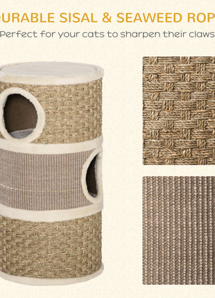 28 Inch Cat Condo, 3 Story Cat Hideaway with Sisal Scratching Pad