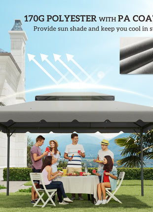 Model 84C-101 or 84C-144 13' x 10' Gazebo Replacement Canopy, Gazebo Top with Double Vented Roof (TOP ONLY), Gray
