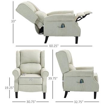 Vibrating Massage Recliner Chair with Heat, Wingback Push Back Reclining Chair for Living Room, Beige