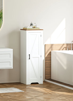 Farmhouse Accent Cabinet with Adjustable Shelf Barn Door Storage Cabinet for Living Room Floor Pantry Cabinet, White