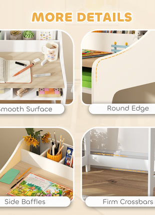 Kids Desk and Chair Set with Storage and Shelves, for Bedroom & Study Room, Gift for 3-8 Years Old, Natural Wood