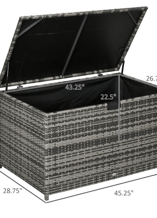 113 Gallon Outdoor Storage Box, Rattan Deck Box for Indoor, Patio Furniture Cushions, Pool Garden Tools, Dark Gray
