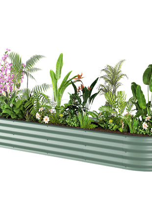 7.9' x 2' x 1' Galvanized Raised Garden Bed Kit, Metal Planter Box with Safety Edging, Green