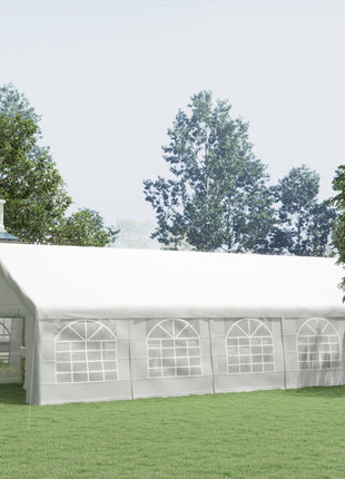 32x16 Outdoor Canopy Tent Heavy Duty Carport Tent with Cathedral Window Design for Party & Wedding, Removable Sidewalls, White