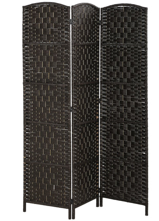 Room Divider, 3 Panel Folding Privacy Screen, 70.9" Tall Portable Weave Partition Wall Divider for Bedroom, Coffee
