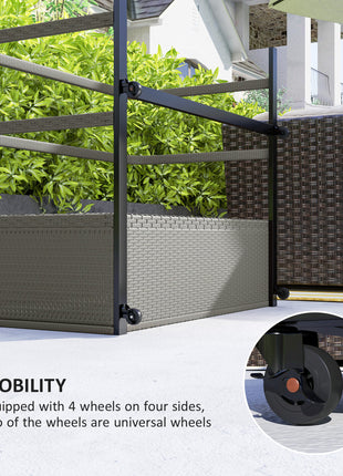 PE Rattan Pool Float Storage Organizer with Wheels, Mixed Gray