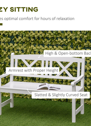 2-Seater Wooden Garden Bench, 4FT Outdoor Patio Loveseat with Unique X-Shape Back for Yard, Lawn, Porch, White
