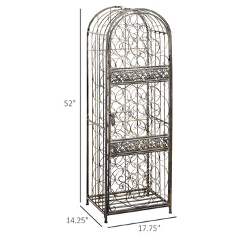 45 Bottle Wrought Iron  Rack Jail with Lock - Antique Bronze