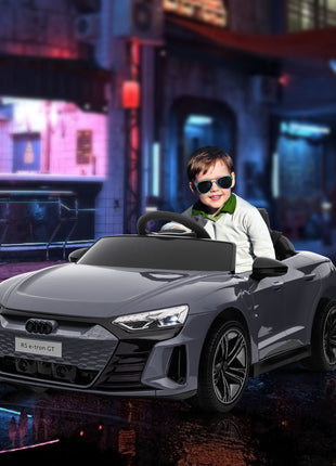 12V Licensed Audi RS E-tron GT Kids Ride on Car with Remote Control, Suspension, Horn, Music, Lights, Gray