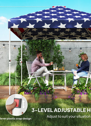 10' x 10' Pop Up Canopy Tent w/ Sidewall, Height Adjustable Instant Sun Shelter w/ Storage Pockets, American Flag Print