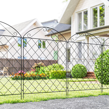 Garden Fence, 4 Pack Steel Fence Panels, 11.5' L x 56" H, Rust-Resistant Decorative Border Flower Edging