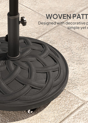 Round Patio Umbrella Base with Wheels, 44 lbs Resin Umbrella Stand Base, Heavy Duty Patio Umbrella Holder for 1.3"/1.5"/1.9" Umbrella Poles for Outdoor, Lawn, Poolside, Black