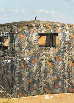 Hunting Blind for 2 Person, See Through Pop Up Blind with 270-Degree View, Windows for Deer Hunting, Camouflage