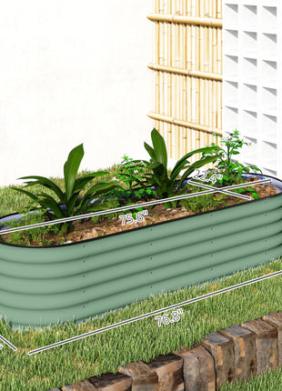 6.4' x 2' x 1.4' Galvanized Raised Garden Bed Kit, Metal Planter Box with Safety Edging, Green