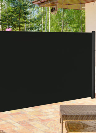 118" x 79" Side Awning, Retractable Privacy Screen & Driveway Guard, Instant Outside Screen, Wall, or Fence, Side Shade and Wind Block for Indoor Outdoor, Garden, Black