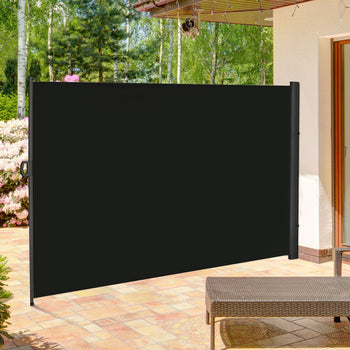 118" x 79" Side Awning, Retractable Privacy Screen & Driveway Guard, Instant Outside Screen, Wall, or Fence, Side Shade and Wind Block for Indoor Outdoor, Garden, Black