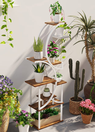 Plant Stand Indoor, 8 Tier 62" S-Shaped Plant Shelf, Corner Plant Rack for Multiple Plants, Carbonised Finish
