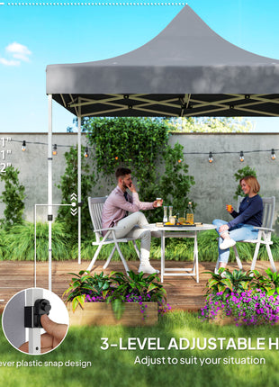 10' x 10' Heavy Duty Pop Up Canopy Tent with Sidewall, UPF50+ Instant Sun Shelter with Storage Pockets, Gray