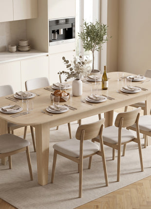 Extendable Oval Dining Table for 4-6, Farmhouse Expandable Kitchen Table, Round Edges, Oak