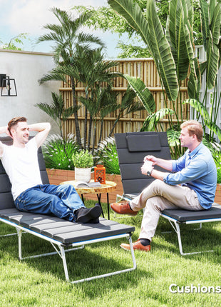 Foldable Chaise Lounge Cushion Set of 2, Outdoor Lounge Chair Cushion Set, UPF50+ 230gsm Olefin, 80" x 26" Dark Gray