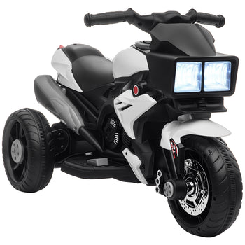 6V Kids Motorcycle Toddler Ride-on Toy, High-Traction Battery-Operated Mini Electric Motorbike with Forward/Reverse Switch, Music, Headlights, Horn, White