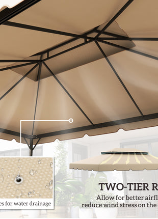 Model 84C-101 or 84C-144 13' x 10' Gazebo Replacement Canopy, Gazebo Top with Double Vented Roof (TOP ONLY), White