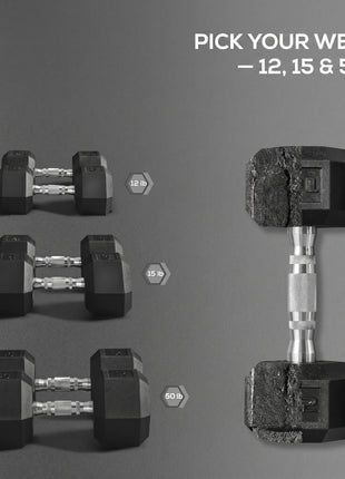 Hex Rubber Dumbbell Set for No Rolling