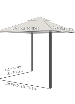 10' x 12' Outdoor Gazebo with Nettings, 2 Tier Patio Gazebo Canopy for Garden, Backyard, Deck, Dark Gray