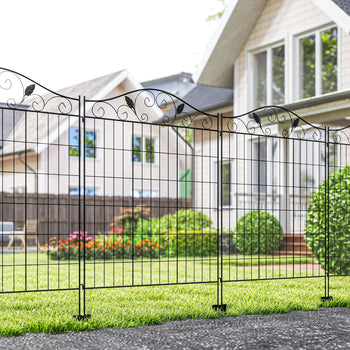 Garden Fence, 4 Pack, Folding Garden Fence Border, No Dig Ground Stake Metal Fence Panels for Outdoor Patio Yard Landscape