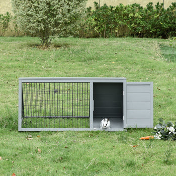 Rabbit Hutch Outdoor, Wooden Chicken Coop with Run, Outdoor Small Animal Cage for Rabbit, Small Duck and Chicken, for Garden, Backyard, Farms, 46" x 24.5" x 21", Light Gray