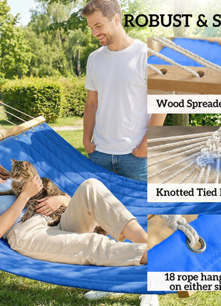 Outdoor Hammock 2-Person, with Pillow & Pad, 440 lbs Capacity, Navy Blue