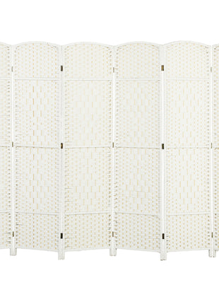Folding Room Divider Screen 6 Panel 6' Tall Privacy Screen Freestanding Wood Partition for Home Office, White