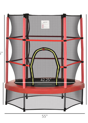 Φ5FT Kids Trampoline with Enclosure Net for Age 3 to 6 Years Red