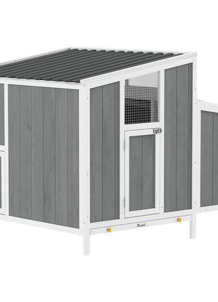 Chicken Coop, Wooden Chicken House for 4-6 Hens, Outdoor Hen House with Nesting Box, Pull-Out Tray and Weatherproof Roof