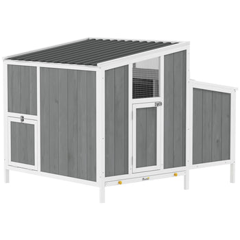 Chicken Coop, Wooden Chicken House for 4-6 Hens, Outdoor Hen House with Nesting Box, Pull-Out Tray and Weatherproof Roof